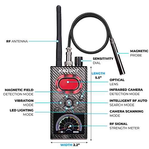 Knight 5-in-1 Hidden Devices Detector & Hidden Camera Detectors GPS, RF Detector & Bug Detector | Anti Spy Detector Hidden Camera Finder GPS Radio Frequency Detector de camaras y microfonos ocultos