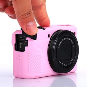 G7X Camera Silicone Case Ultra-Thin Lightweight Rubber Soft Silicone Case Bag Cover for Canon PowerShot G7X G7X Mark II G7X Mark III + Microfiber Cloth (Pink)