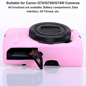 G7X Camera Silicone Case Ultra-Thin Lightweight Rubber Soft Silicone Case Bag Cover for Canon PowerShot G7X G7X Mark II G7X Mark III + Microfiber Cloth (Pink)