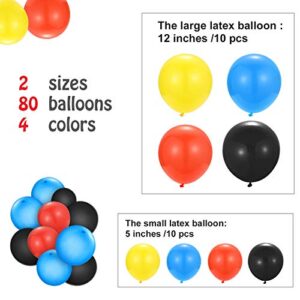 Spiderman Birthday Party Decorations 5 x 3 Ft Backdrop Banner Photography Background and 80 Pcs Latex Balloons Kit Superhero Theme Party Supplies for Indoor Outdoor Living Room Yard