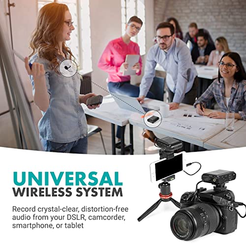 Movo WMX-1 2.4GHz Wireless Lavalier Microphone System Compatible with DSLR Cameras, Camcorders, iPhone, Android Smartphones, and Tablets (200' ft Audio Range)