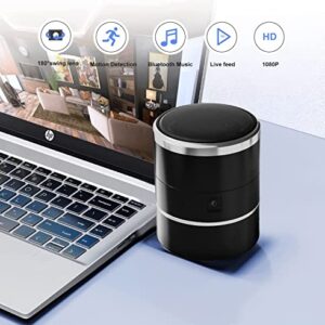 Spy Camera Hidden Camera Bluetooth Speaker with 32GB SD Card,WiFi 1080P Wireless Mini Hidden Nanny Cam Secret Spy Camera,180° Rotating Lens,Video Recording,App Live Stream,Motion Detection Alert