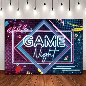 game night theme photography backdrops glow neon photo background for game on birthday party decor sleepover slumber prom gaming party cake table decor photobooth supplies 7x5ft