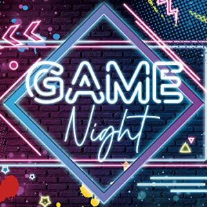 Game Night Theme Photography Backdrops Glow Neon Photo Background for Game On Birthday Party Decor Sleepover Slumber Prom Gaming Party Cake Table Decor Photobooth Supplies 7x5ft