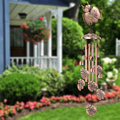 ME9UE Ladybug Wind Chimes Outdoor, Insect Chime Decor, Portable Mobile Insect Wind Chime, Wind Chime with 7 Ladybugs for Home, Yard, Patio, Garden Decoration, Valentines Gift, Festival Gift for Mom