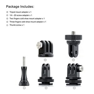 SOONSUN Tripod Mount Adapter, 1/4-20 Screw Adapter, Tripod and Cold Shoe Mount Convert Adapter Compatible with GoPro Hero 11 10 9 8 7 6 5 4 3 2, Session, Max, and All Action Cameras, DSLR Cameras