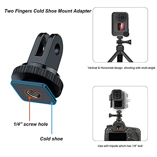 SOONSUN Tripod Mount Adapter, 1/4-20 Screw Adapter, Tripod and Cold Shoe Mount Convert Adapter Compatible with GoPro Hero 11 10 9 8 7 6 5 4 3 2, Session, Max, and All Action Cameras, DSLR Cameras