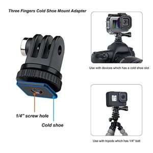 SOONSUN Tripod Mount Adapter, 1/4-20 Screw Adapter, Tripod and Cold Shoe Mount Convert Adapter Compatible with GoPro Hero 11 10 9 8 7 6 5 4 3 2, Session, Max, and All Action Cameras, DSLR Cameras