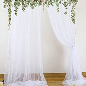 White Tulle Backdrop Curtain Sheer Backdrop Curtains for Parties Wedding White Backdrop Curtain for Birthday Baby Shower Photos Background Drape 10ft x 8ft, 2 Panels 5ft x 8ft