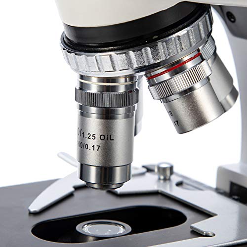 Swift SW350T 40X-2500X Magnification, Siedentopf Head, Research-Grade Trinocular Compound Lab Microscope with Wide-Field 10X and 25X Eyepieces, Mechanical Stage, Abbe Condenser, Camera-Compatible