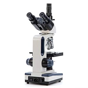 Swift SW350T 40X-2500X Magnification, Siedentopf Head, Research-Grade Trinocular Compound Lab Microscope with Wide-Field 10X and 25X Eyepieces, Mechanical Stage, Abbe Condenser, Camera-Compatible