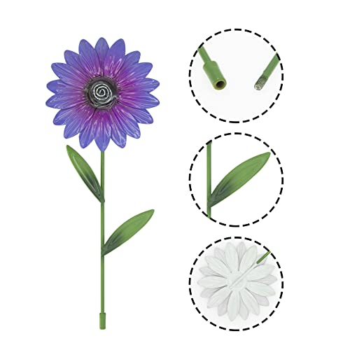 3PC Metal Flower Decorative Garden Stakes, Outdoor Garden Decor Shaking Head Sunflowers Glow in Spring Yard Art Fairy Decorations for Patio Lawn