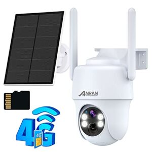 anran 3/4g lte cellular security camera outdoor wireless, solar cellular camera no wifi needed pan tilt 360°view, smart motion activated, sim&sd card included, 2k hd, pir human detection, g01 (white)