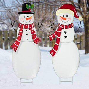 rocinha snowman yard stakes outdoor christmas stakes for garden giant holiday decor signs for home, waterproof outdoor christmas decorations