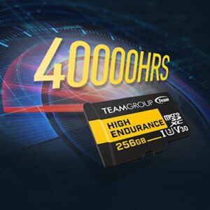 TEAMGROUP HIGH ENDURANCE 128GB Micro SDXC UHS-I U3 V30 4K 100MB/s(Designed for Monitoring) Stable Durable Long Lasting Flash Memory Card for Security Camera,4K&Full HD video recording THUSDX128GIV3002