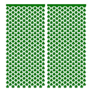 st.patrick’s day shamrock foil curtain – irish lucky green clover backdrop photo booth party decorations supplies 3pcs