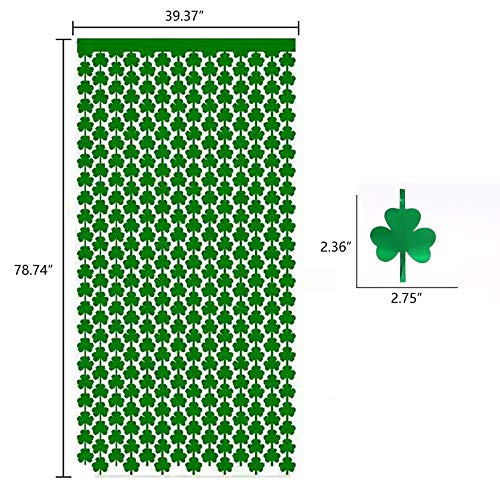 St.Patrick’s Day Shamrock Foil Curtain - Irish Lucky Green Clover Backdrop Photo Booth Party Decorations Supplies 3PCS