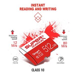 512GB Micro SD Card Memory Card Class 10 High Speed Flash Cards with Adapter for Android Phones/PC/Computer/Camera(512GB)