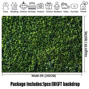 HQM 3D Green Leaves Nature Spring Theme Photo Background 8x6ft Fabric Wedding Birthday Party Newborn Baby Shower Photography Backdrops Zoo Decor Banner Dessert Cake Table Decor Booth