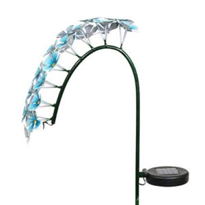 Exhart Garden Solar Lights, Cascading Blue Flower Garden Stake, 24 LED Flowers, Outdoor Lawn and Yard Decoration, 11.5 x 5.5 x 28 Inch