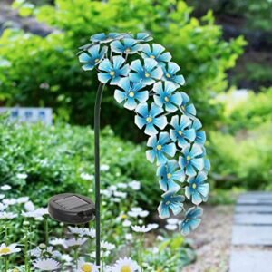 Exhart Garden Solar Lights, Cascading Blue Flower Garden Stake, 24 LED Flowers, Outdoor Lawn and Yard Decoration, 11.5 x 5.5 x 28 Inch