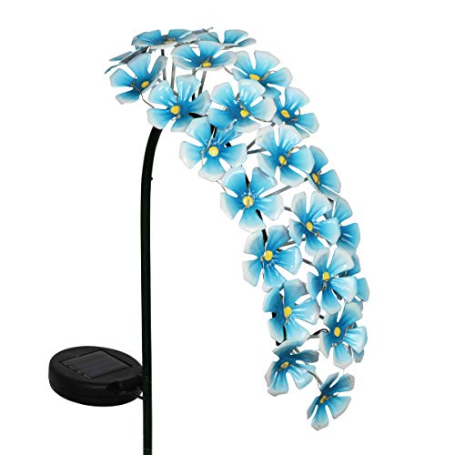 Exhart Garden Solar Lights, Cascading Blue Flower Garden Stake, 24 LED Flowers, Outdoor Lawn and Yard Decoration, 11.5 x 5.5 x 28 Inch