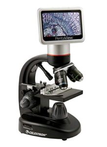 celestron – pentaview lcd digital microscope– biological microscope with a built-in 5mp digital camera – adjustable mechanical stage –carrying case and 4gb micro sd card