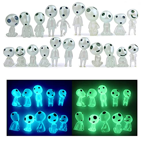 20PCS Luminous Ghost Garden Statue Tree Elves Garden Gnome Glow Accessories Glow in Dark Tree Elves Fairy Micro Landscape Outdoor Decoration for Patio Yard Lawn (Blue 10pcs + Green 10pcs)