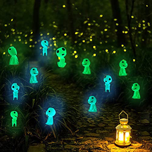 20PCS Luminous Ghost Garden Statue Tree Elves Garden Gnome Glow Accessories Glow in Dark Tree Elves Fairy Micro Landscape Outdoor Decoration for Patio Yard Lawn (Blue 10pcs + Green 10pcs)