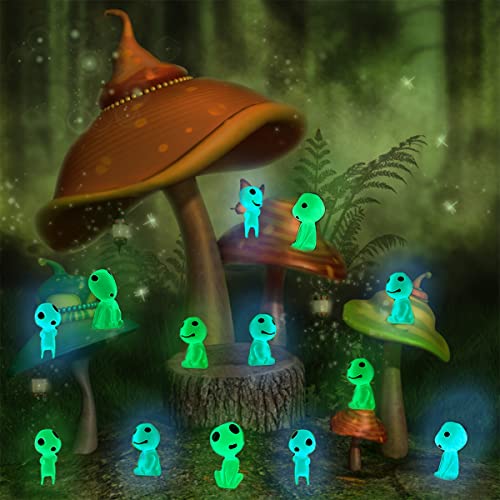 20PCS Luminous Ghost Garden Statue Tree Elves Garden Gnome Glow Accessories Glow in Dark Tree Elves Fairy Micro Landscape Outdoor Decoration for Patio Yard Lawn (Blue 10pcs + Green 10pcs)