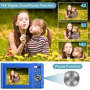 Digital Baby Camera for Kids Teens Boys Girls Adults,1080P 48MP Kids Camera with 32GB SD Card,2.4 Inch Kids Digital Camera with 16X Digital Zoom, Compact Mini Camera Kid Camera for Kids/Student（Blue）