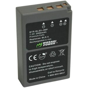 wasabi power battery for olympus bls-5, bls-50, ps-bls5 & e-420, e-450, e-600, e-620, pen e-p1, e-p2, e-p3, e-pl1, e-pl3, e-pm1, om-d e-m10 mark ii, iii, iiis, iv