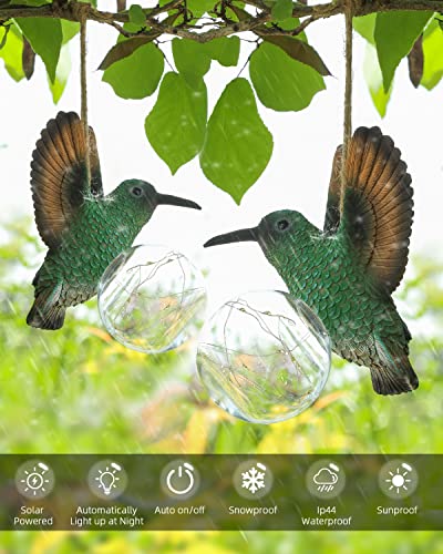 Thinklife Solar Outdoor Lights Decorative Hummingbird Gifts for Women, Garden Decor for Outside Hanging Bird, Outdoor Statues for Garden, Durable and Adorable Design Patio and Yard Decors (1 PCS)