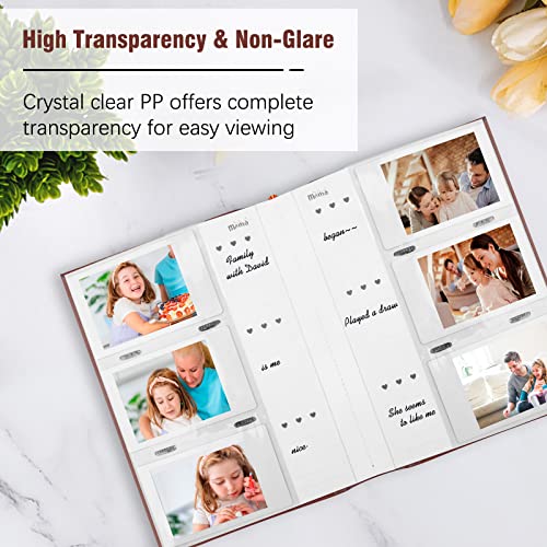 Photo Album for Fujifilm Instax Mini Camera, Polaroid Camera, Instax Photo Album with Memo Areas, 180 Pockets 2x3 Photo Album with Writing Space for Instax Mini 12 11 40 9 7+ Evo Liplay Camera, Brown