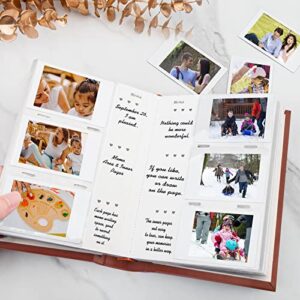 Photo Album for Fujifilm Instax Mini Camera, Polaroid Camera, Instax Photo Album with Memo Areas, 180 Pockets 2x3 Photo Album with Writing Space for Instax Mini 12 11 40 9 7+ Evo Liplay Camera, Brown