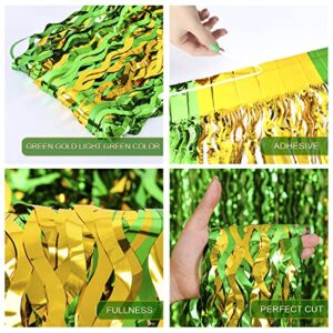 LOLStar 2 Pack St. Patrick's Day Foil Fringe Curtains St Patrick's Day Party Decoration 3.3 X 6.6 ft Green Gold Light Green Wavy Tinsel Fringe Curtain Photo Booth, Streamer Backdrop Irish Theme Decor