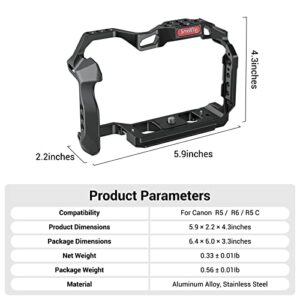 SmallRig R5 / R5 C / R6 Cage for Canon R5 R6 R5 C, Aluminum Alloy DSLR Rig Stabilizer with Cold Shoe, 1/4"-20 and 3/8"-16 Threaded Holes for Filmmaking, Video Shooting 2982B