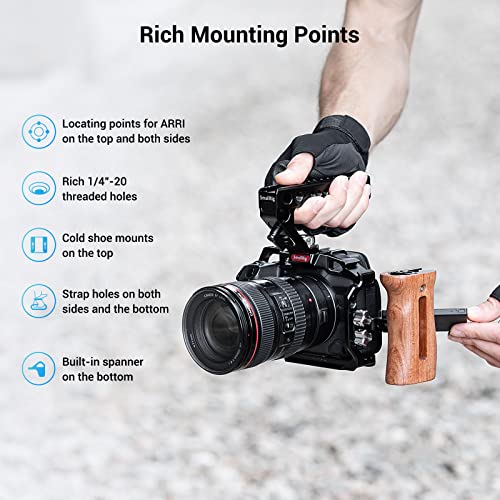 SmallRig R5 / R5 C / R6 Cage for Canon R5 R6 R5 C, Aluminum Alloy DSLR Rig Stabilizer with Cold Shoe, 1/4"-20 and 3/8"-16 Threaded Holes for Filmmaking, Video Shooting 2982B