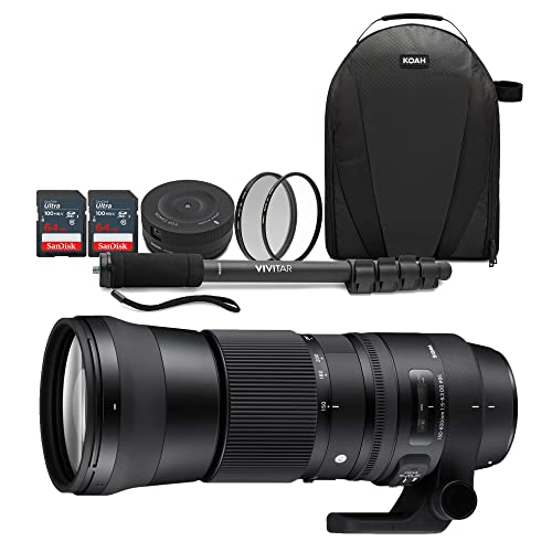 Sigma 150-600mm 5-6.3 Contemporary DG OS HSM Lens for Canon DSLR Cameras USB Dock and Two 64GB SD Card Bundle (7 Items)