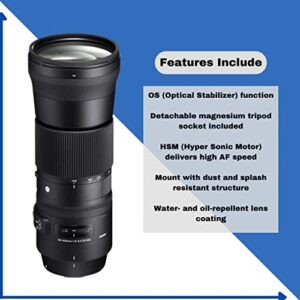 Sigma 150-600mm 5-6.3 Contemporary DG OS HSM Lens for Canon DSLR Cameras USB Dock and Two 64GB SD Card Bundle (7 Items)