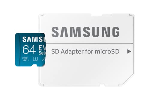 SAMSUNG EVO Select Micro SD -Memory -Card + Adapter, 64GB microSDXC 130MB/s Full HD & 4K UHD, UHS-I, U1, A1, V10, Expanded Storage for Android Smartphones, Tablets, Nintendo -Switch (MB-ME64KA/AM)