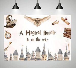 magical wizard backdrop for boys girls a magical bundle is on the way happy birthday baby shower party photography background kids wizard cake table banner decorations 7x5ft