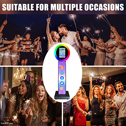 ZLPOWER Portable Photo Booth Shell Stand Stand for IPad 10.2" Printer Stand Selfie Customized Logo Photobooth with Round Adjustable RGB LED Light Ring for Events Christmas Wedding - Black