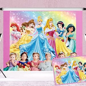 GCH Colorful Princess Backdrop Baby Shower Backdrop Birthday Photography Background Princess Birthday Party Supplies Table Decoration Banner Customized Backdrops (5x3ft)