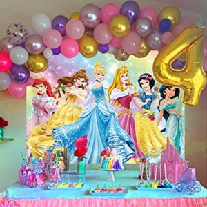 GCH Colorful Princess Backdrop Baby Shower Backdrop Birthday Photography Background Princess Birthday Party Supplies Table Decoration Banner Customized Backdrops (5x3ft)