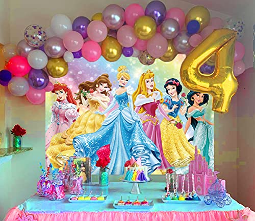 GCH Colorful Princess Backdrop Baby Shower Backdrop Birthday Photography Background Princess Birthday Party Supplies Table Decoration Banner Customized Backdrops (5x3ft)