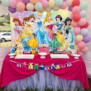 GCH Colorful Princess Backdrop Baby Shower Backdrop Birthday Photography Background Princess Birthday Party Supplies Table Decoration Banner Customized Backdrops (5x3ft)