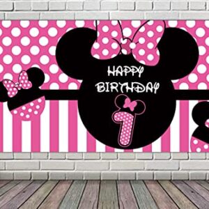 Minnie 1st Birthday Backdrop, Minnie 1st Birthday Banner Party Supplies, Minnie 1st Birthday Decorations, First Birthday Photography Background (6.6 x 3.3 ft)