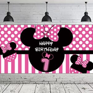 Minnie 1st Birthday Backdrop, Minnie 1st Birthday Banner Party Supplies, Minnie 1st Birthday Decorations, First Birthday Photography Background (6.6 x 3.3 ft)