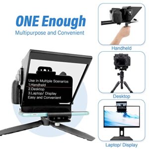 ILOKNZI Portable Mini Smartphone Teleprompter, for Laptap and DSLR Camera, for Online Meeting and Making Videos with a Carrying Bag